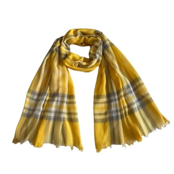 Unknown Brand OS Yellow/Gray/Tan Color Mega Check Soft Woven Wrap/Coverup/Scarf - Picture 1 of 15